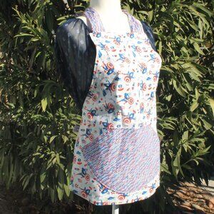 Captain America Children's' Full Apron Red, White Blue Handmade Cotton Reversibl